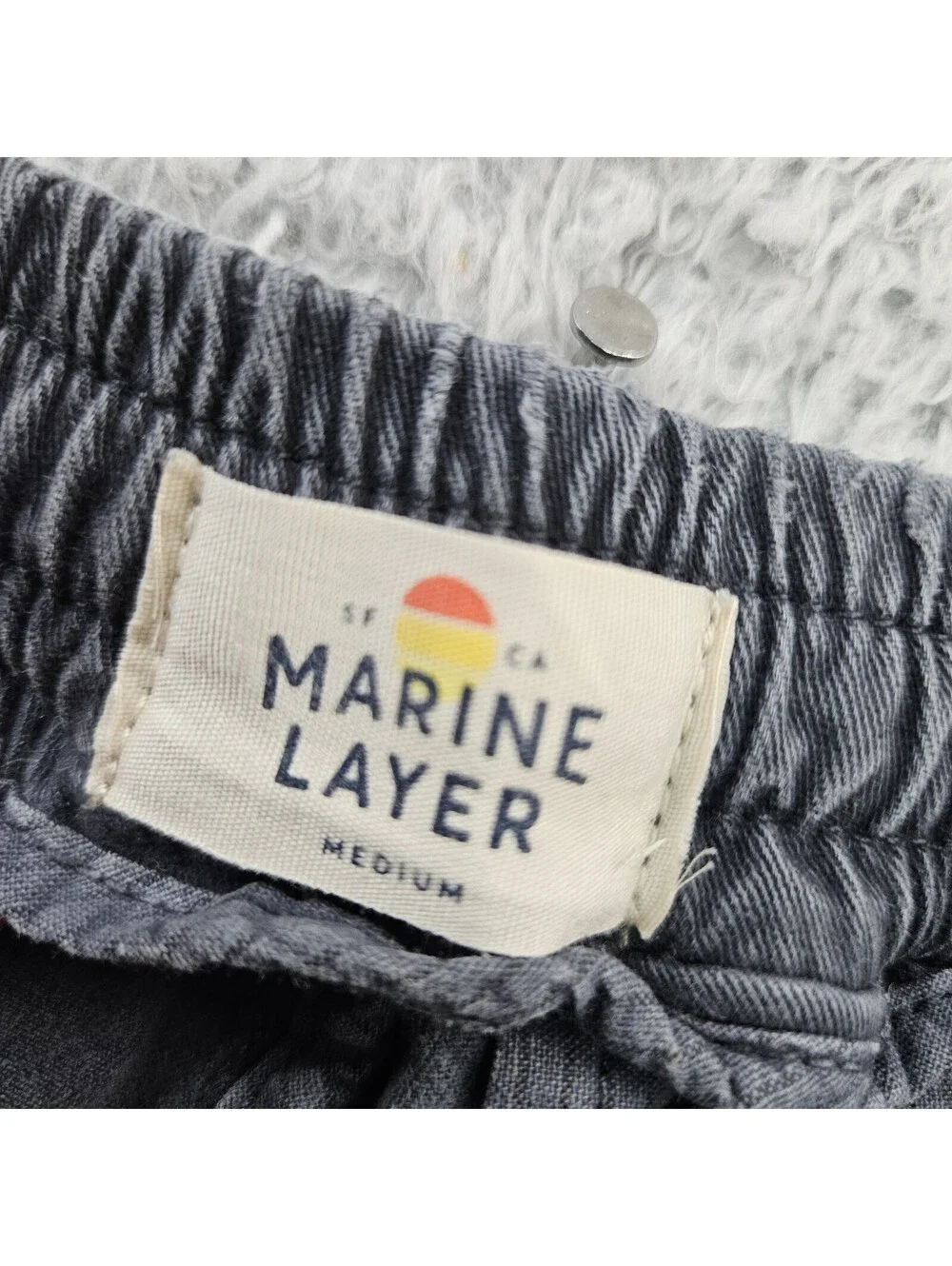 Marine Layer Drawstring Chino Pants Men Medium Gray Cotton Tencel Soft